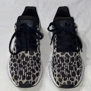 adidas Black and White Leopard Print Athletic Shoes
